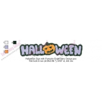 Halloween Sign with Pumpkin Embroidery Design